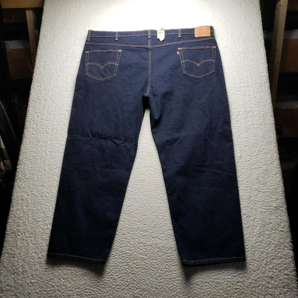 Levis 550 Relaxed Fit Jeans Mens 54x32 Dark Wash Stretch Tapered Leg Indigo B&T